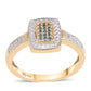 Anillo de Plata Bañada en Oro con Diamante Azul y Topacio Blanco