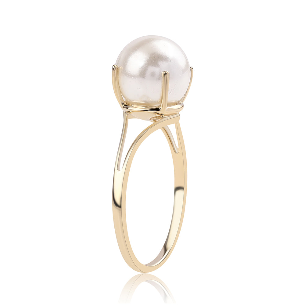 Anillo de Oro 9K con Perla blanca de agua dulce