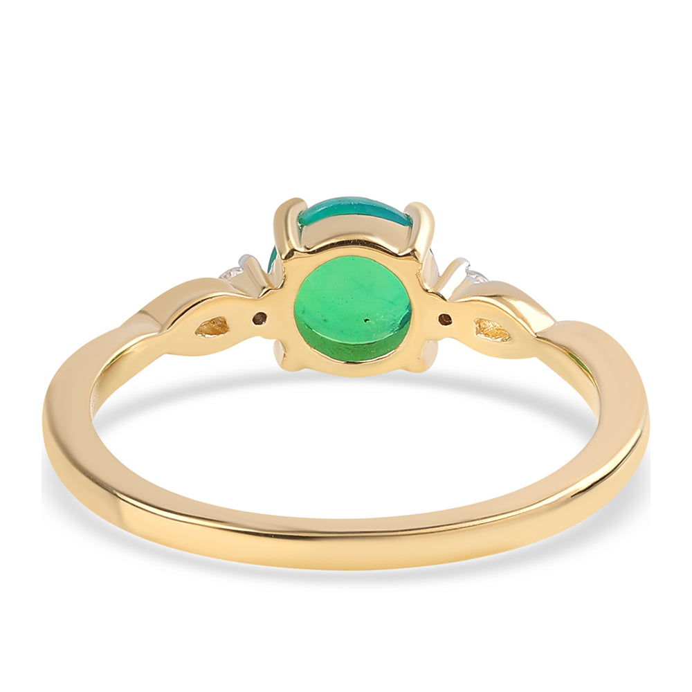 Anillo de Plata Bañada en Oro con Ópalo Verde Etíope de Lega Dembi y Topacio Blanco 2 