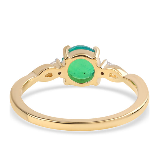 Anillo de Plata Bañada en Oro con Ópalo Verde Etíope de Lega Dembi y Topacio Blanco