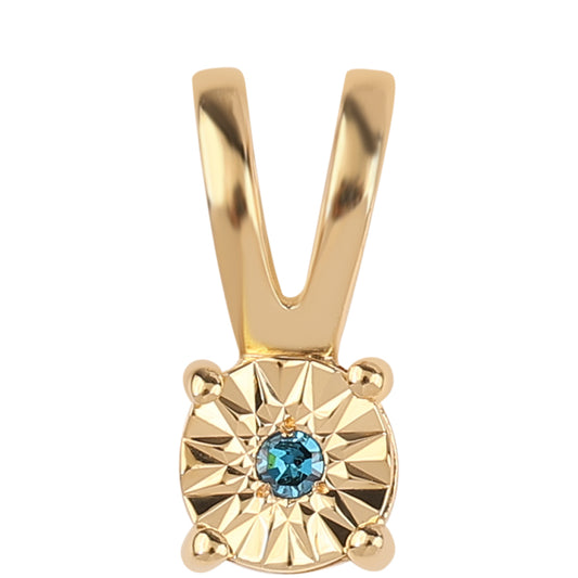 Colgante de Plata Bañada en Oro con Diamante Azul