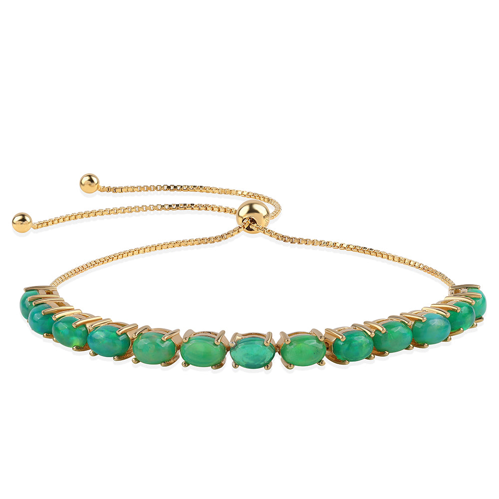 Pulsera de Plata Bañada en Oro con Ópalo Verde Etíope de Lega Dembi 1 