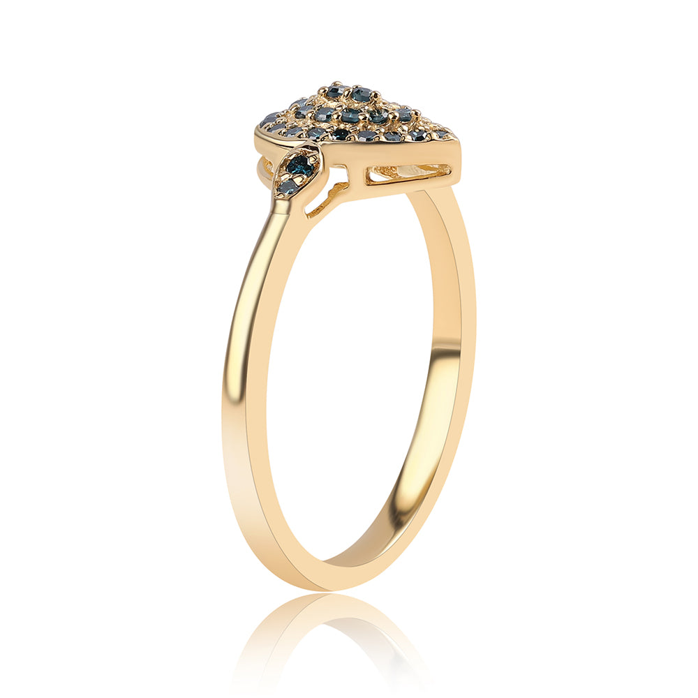 Anillo de Plata Bañada en Oro con Diamante Azul 2 