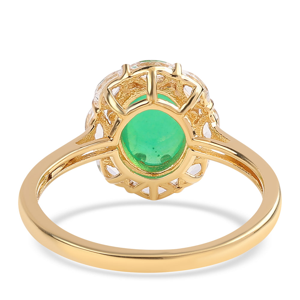 Anillo de Plata Bañada en Oro con Ópalo Verde Etíope de Lega Dembi y Topacio Blanco 2 