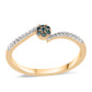 Anillo de Plata Bañada en Oro con Diamante Azul y Diamante blanco