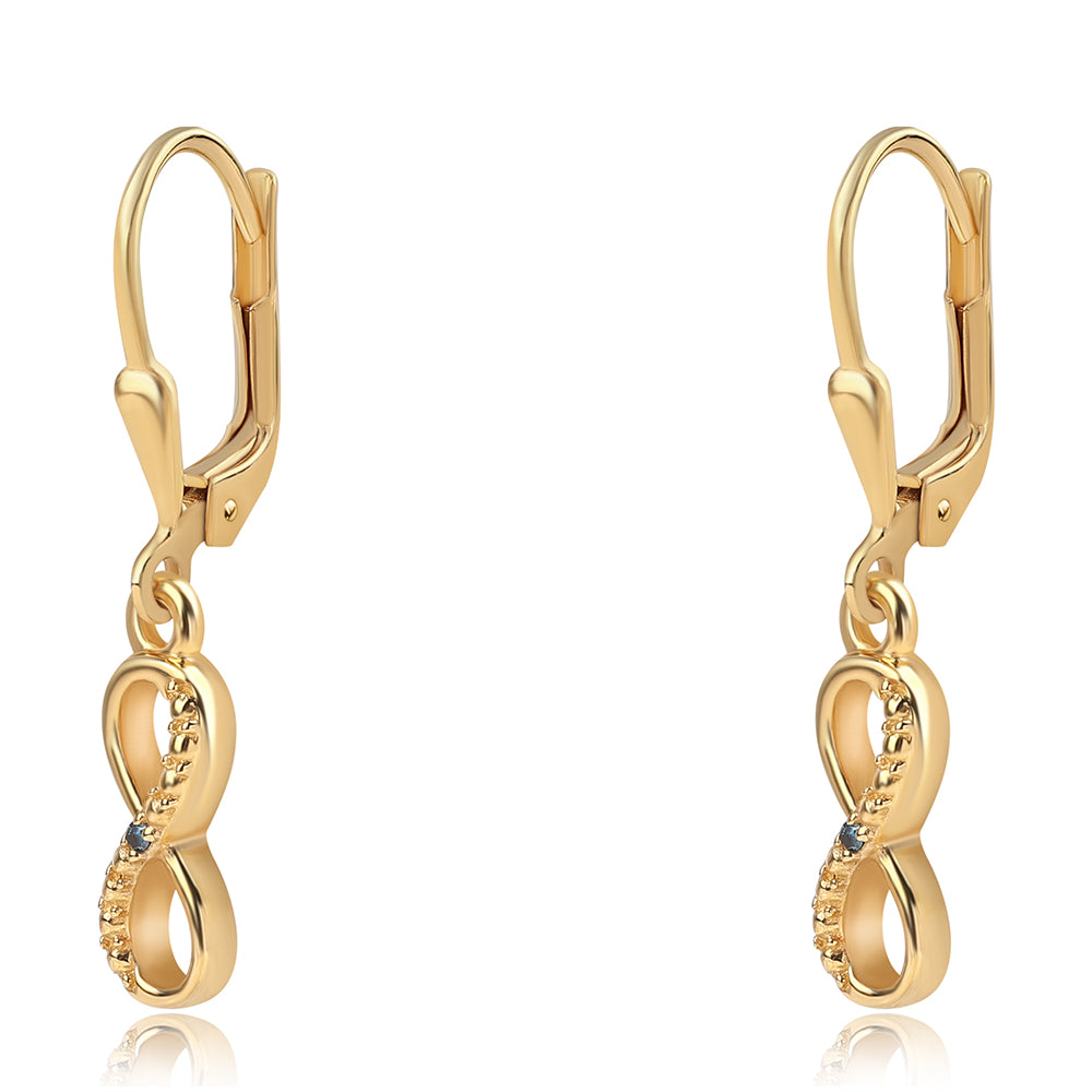 Pendientes de Plata Bañada en Oro con Diamante Azul 1 