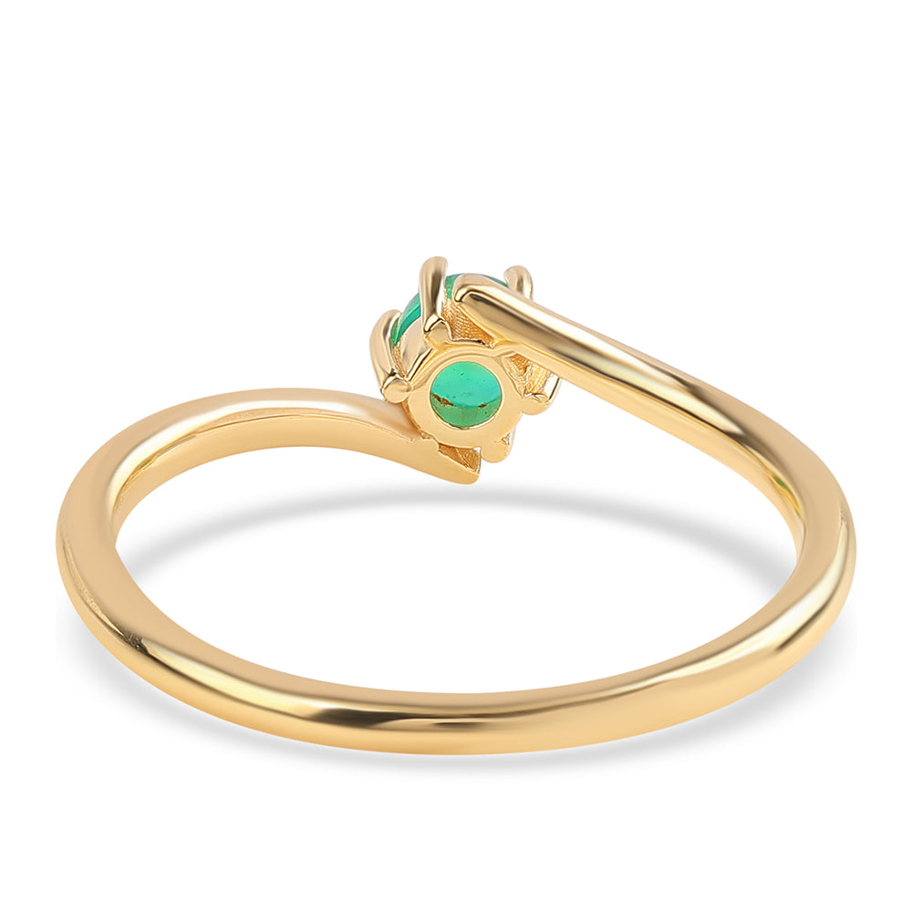 Anillo de Plata Bañada en Oro con Ópalo Verde Etíope de Lega Dembi