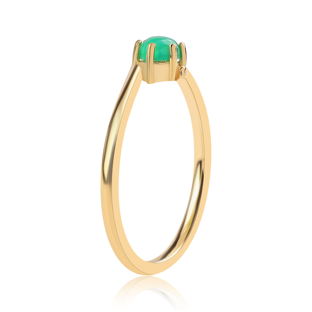 Anillo de Plata Bañada en Oro con Ópalo Verde Etíope de Lega Dembi 3 
