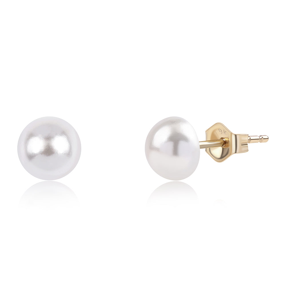 Pendientes de Oro 9K con Perla blanca de agua dulce 1 
