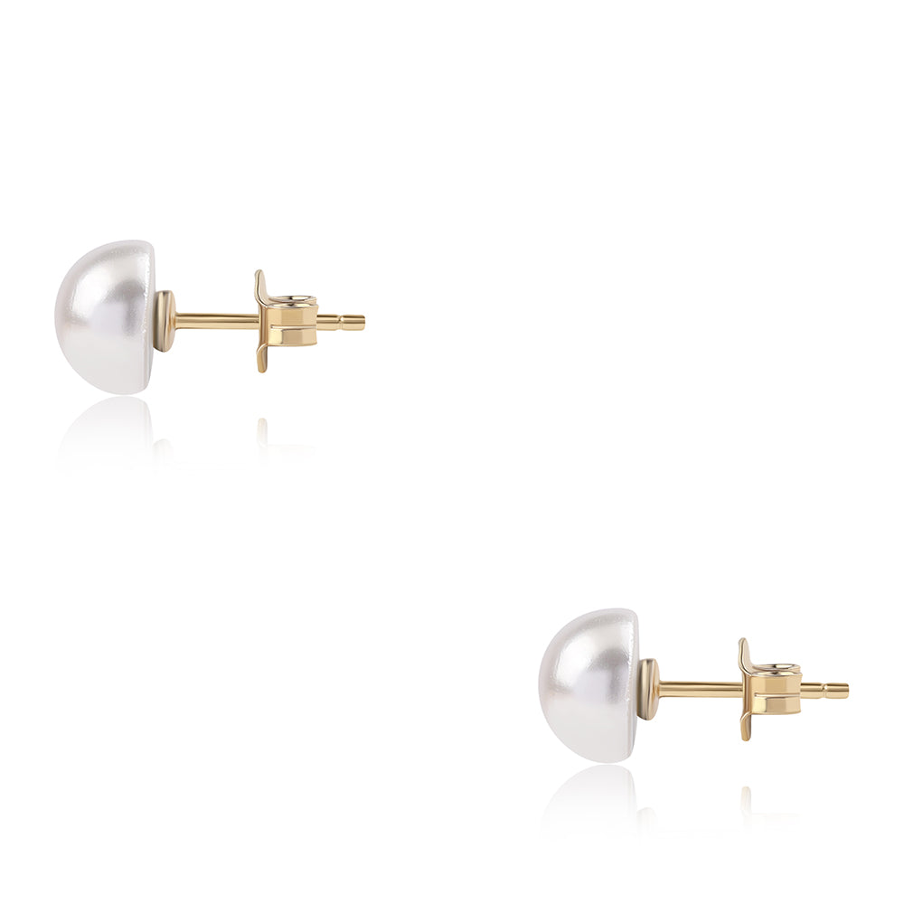 Pendientes de Oro 9K con Perla blanca de agua dulce