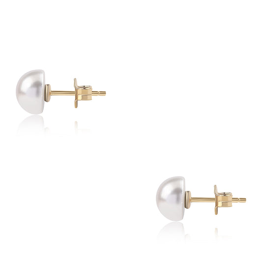 Pendientes de Oro 9K con Perla blanca de agua dulce