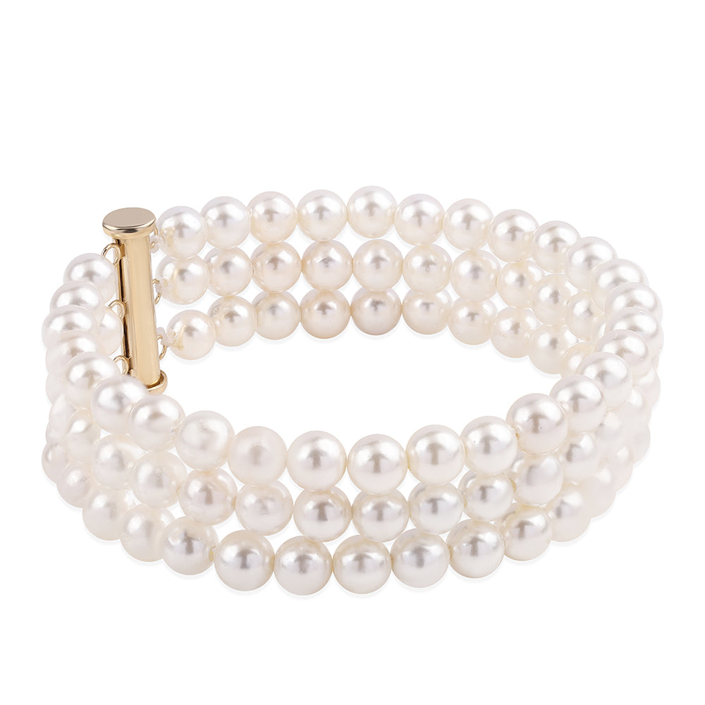 Pulsera de Oro 9K con Perla blanca de agua dulce