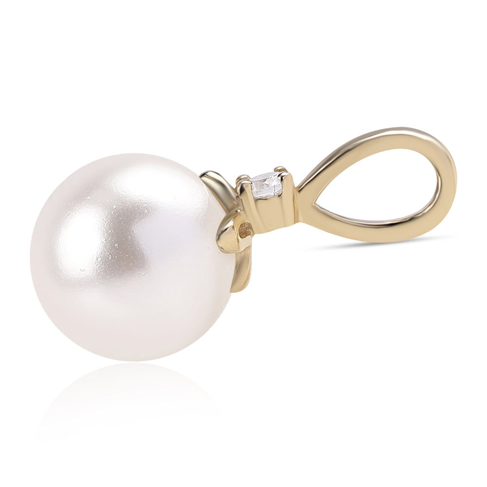 Colgante de Oro 9K con Perla blanca de agua dulce y Zircón Blanco 2 