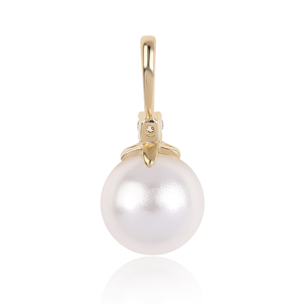 Colgante de Oro 9K con Perla blanca de agua dulce y Zircón Blanco 3 