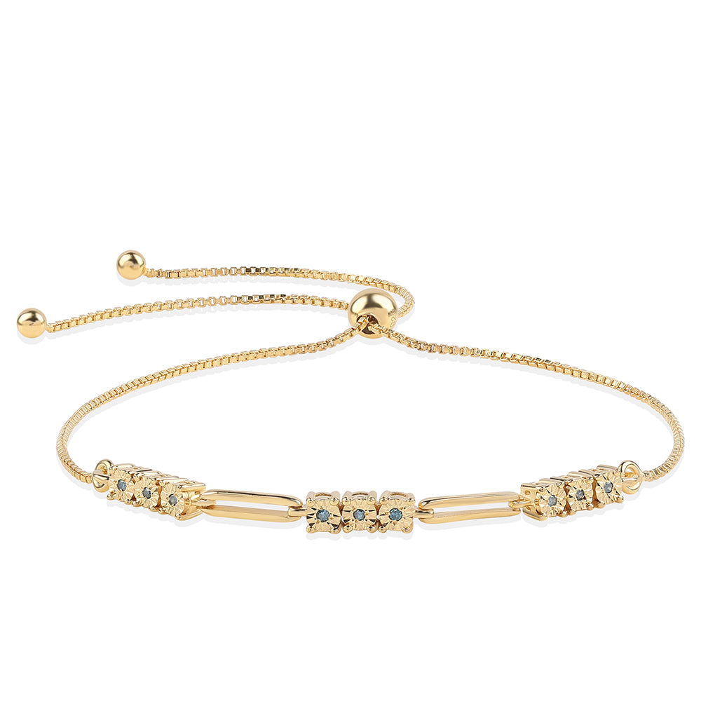 Pulsera de Plata Bañada en Oro con Diamante Azul 1 