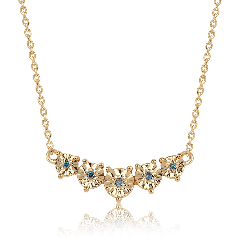 Collar de Plata Bañada en Oro con Diamante Azul 1 