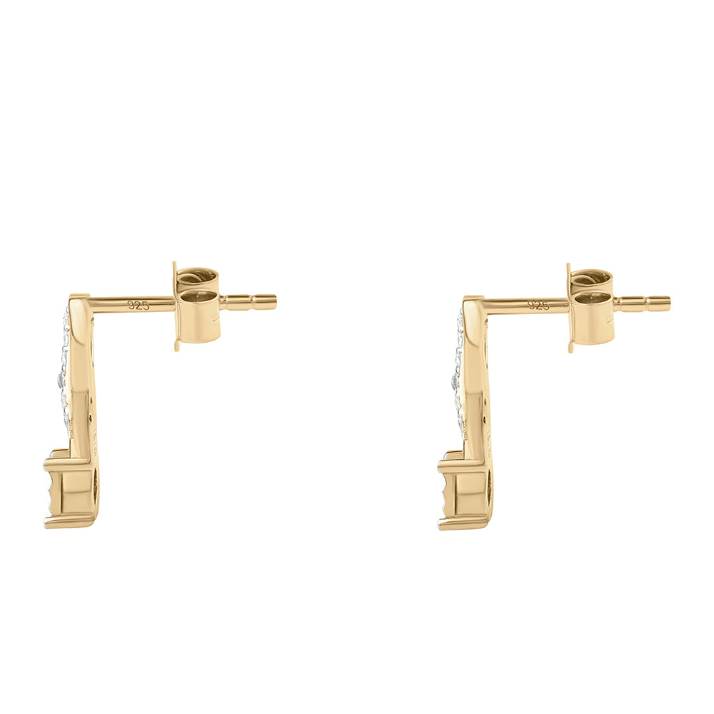 Pendientes de Plata Bañada en Oro con Diamante Azul y Diamante blanco 3 