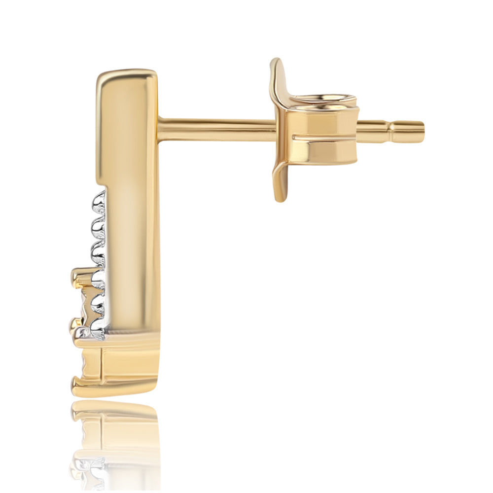 Pendientes de Plata Bañada en Oro con Diamante Azul