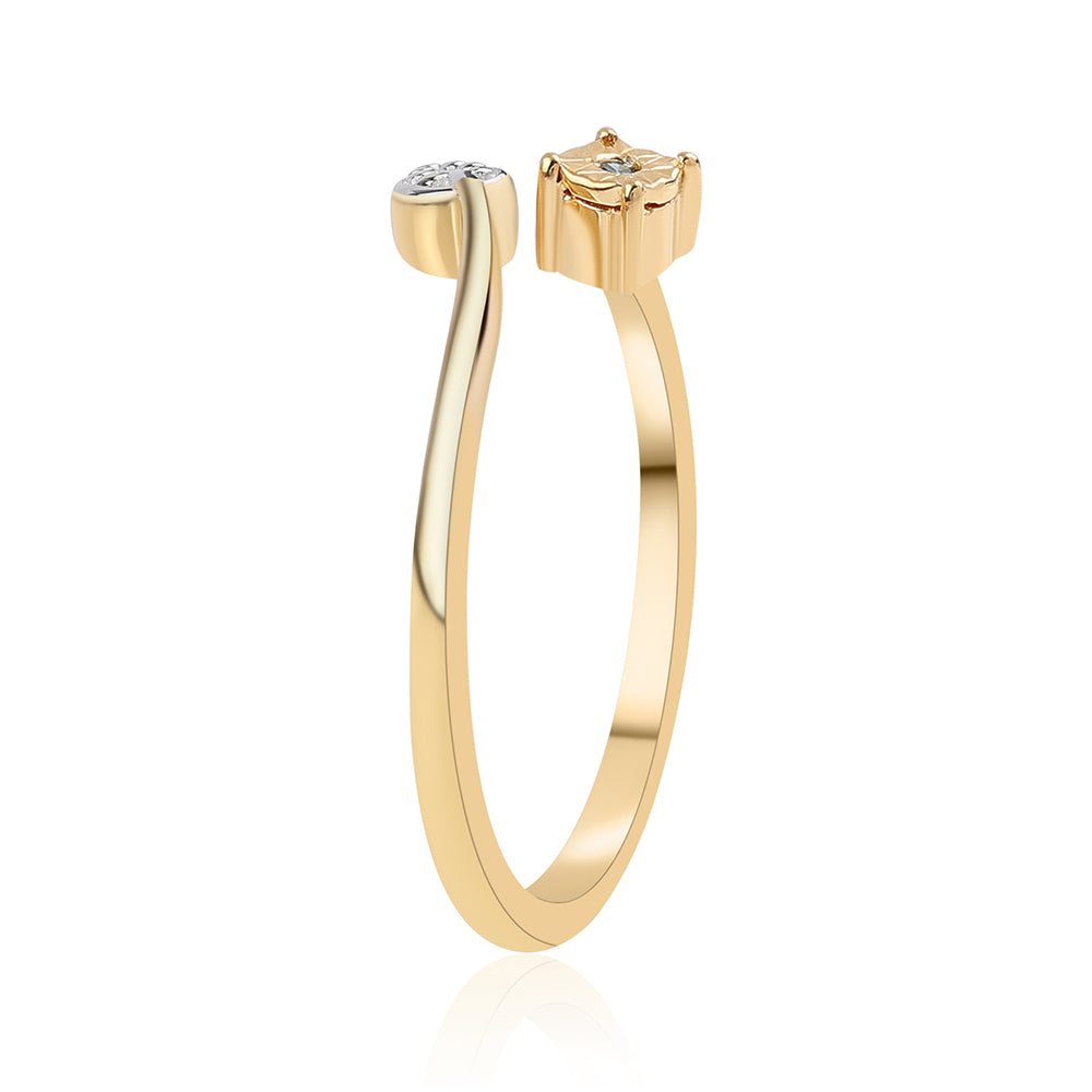 Anillo de Plata Bañada en Oro con Diamante Azul 3 