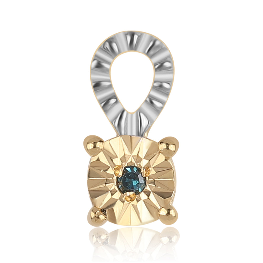 Conjunto de Plata Bañada en Oro con Diamante Azul ( Pendientes +Anillo +Colgante ) 2 