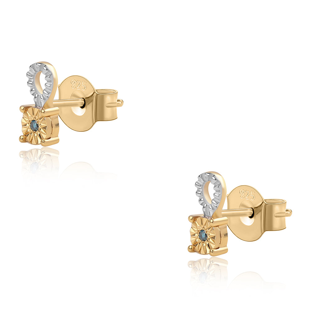 Conjunto de Plata Bañada en Oro con Diamante Azul ( Pendientes +Anillo +Colgante ) 8 