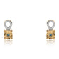 Conjunto de Plata Bañada en Oro con Diamante Azul ( Pendientes +Anillo +Colgante )