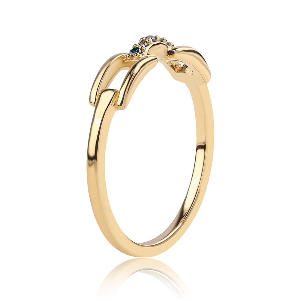 Anillo de Plata Bañada en Oro con Diamante Azul 3 