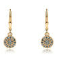 Pendientes de Plata Bañada en Oro con Diamante Azul