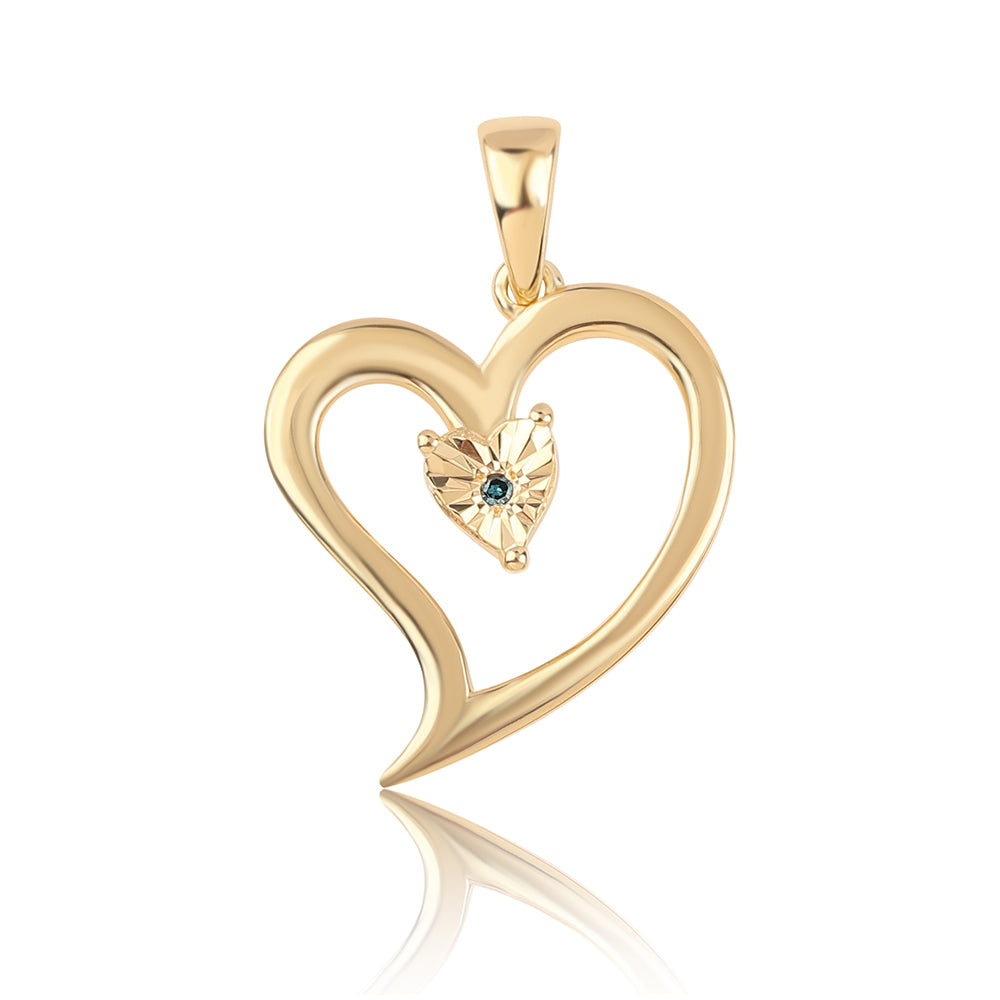 Colgante de Plata Bañada en Oro con Diamante Azul