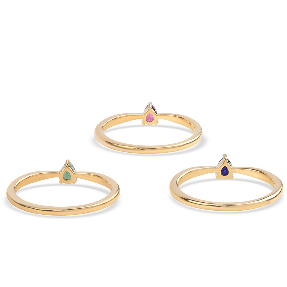 Conjunto de Plata Bañada en Oro con Rubí de Tailandia y Esmeralda de Brasil ( Anillo ) 3 