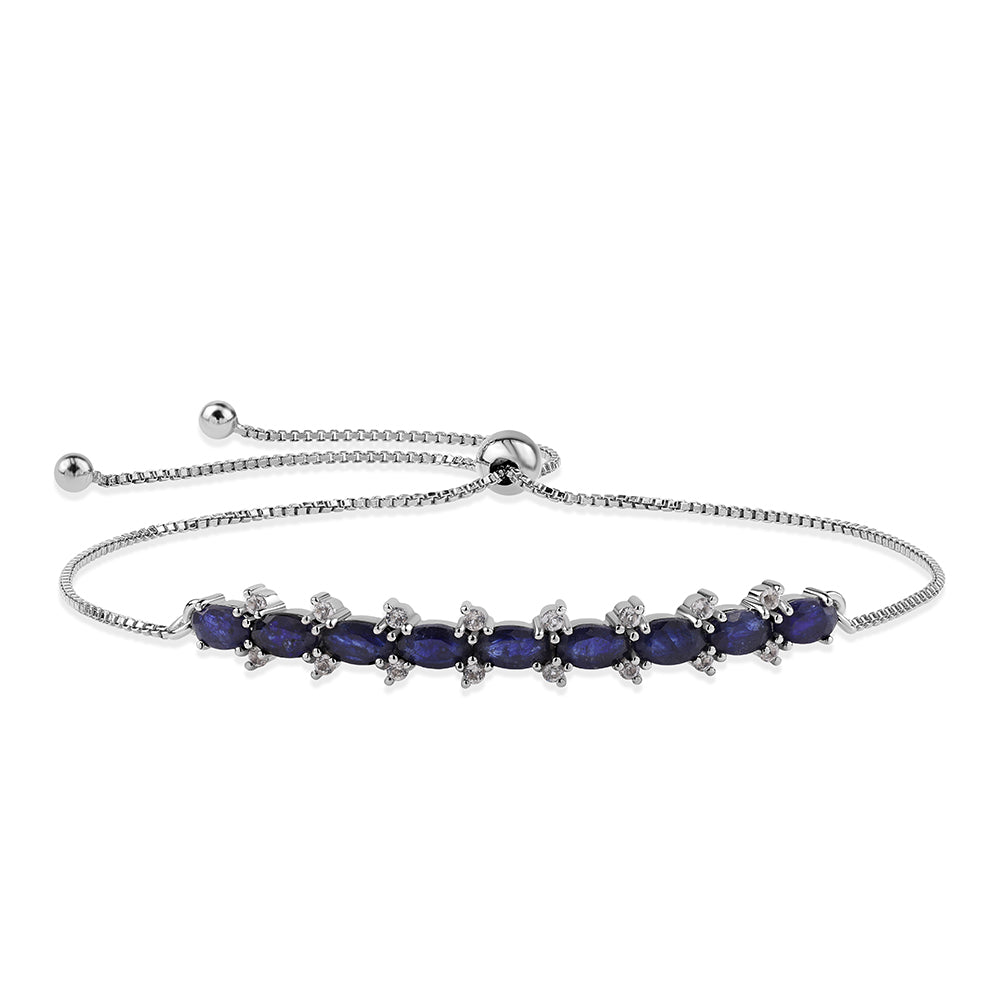 Pulsera de Plata con Zafiro Azul Australiano y Topacio Blanco 1 