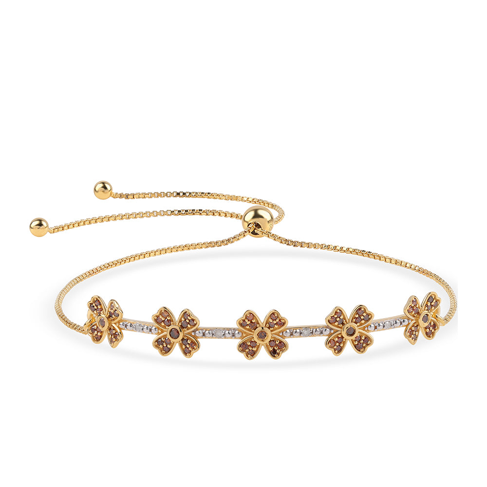 Pulsera de Plata Bañada en Oro con Diamante Rojo y Diamante blanco 1 