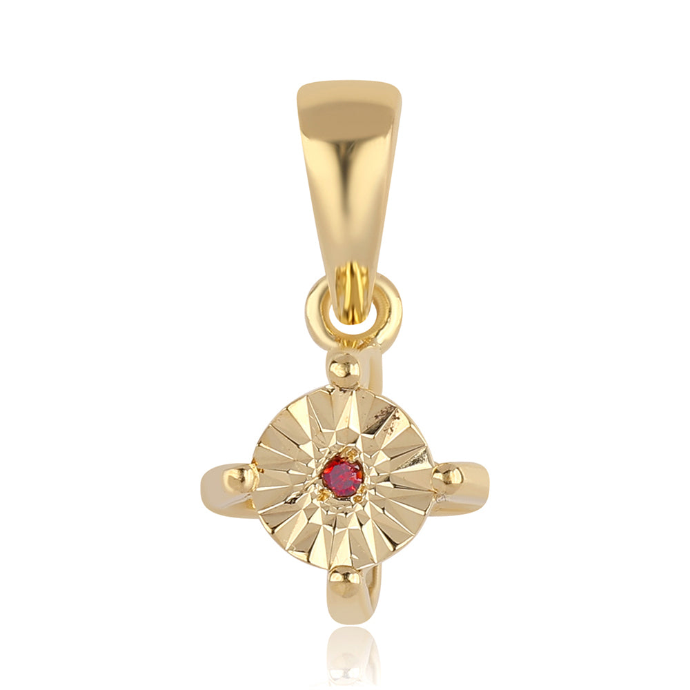 Conjunto de Plata Bañada en Oro con Diamante Rojo ( Pendientes +Anillo +Colgante ) 7 