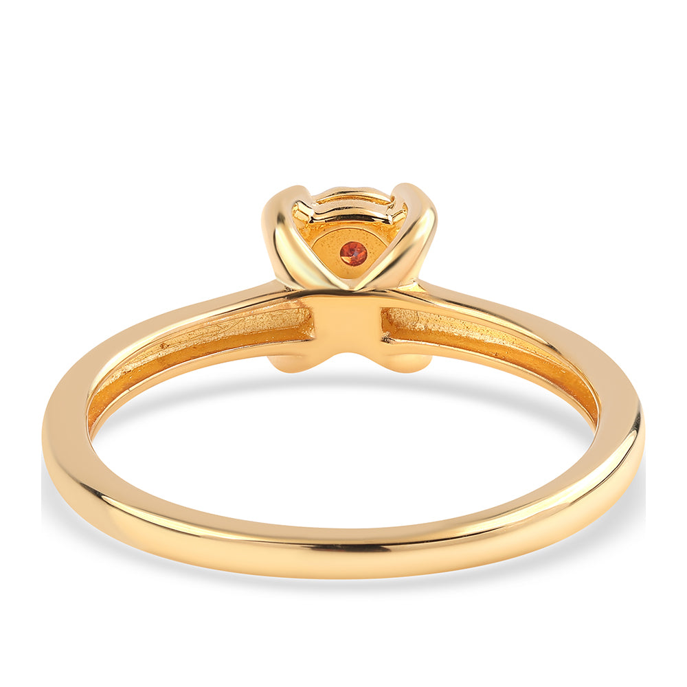 Conjunto de Plata Bañada en Oro con Diamante Rojo ( Pendientes +Anillo +Colgante ) 10 