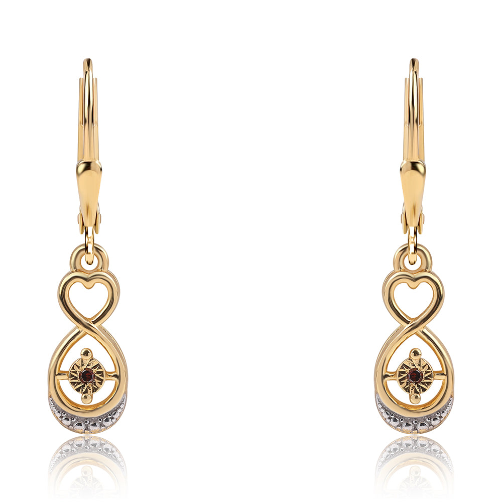 Pendientes de Plata Bañada en Oro con Diamante Rojo 1 