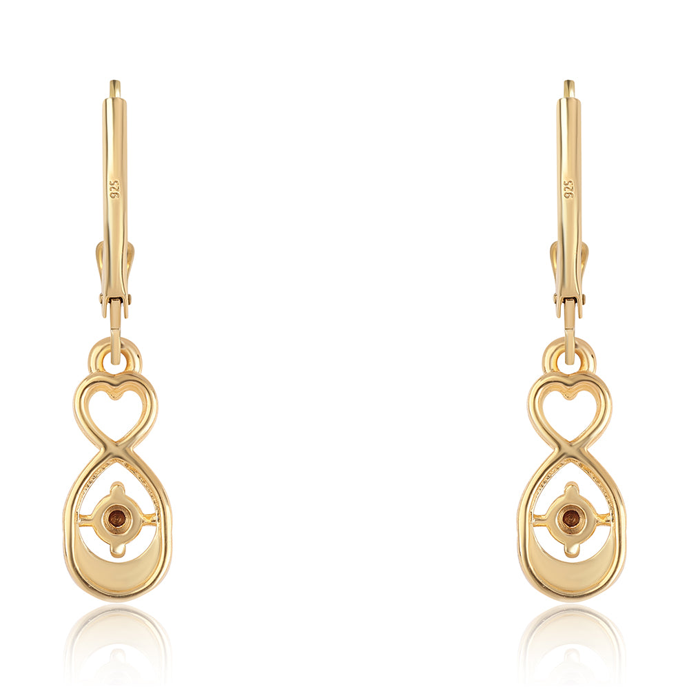 Pendientes de Plata Bañada en Oro con Diamante Rojo 3 
