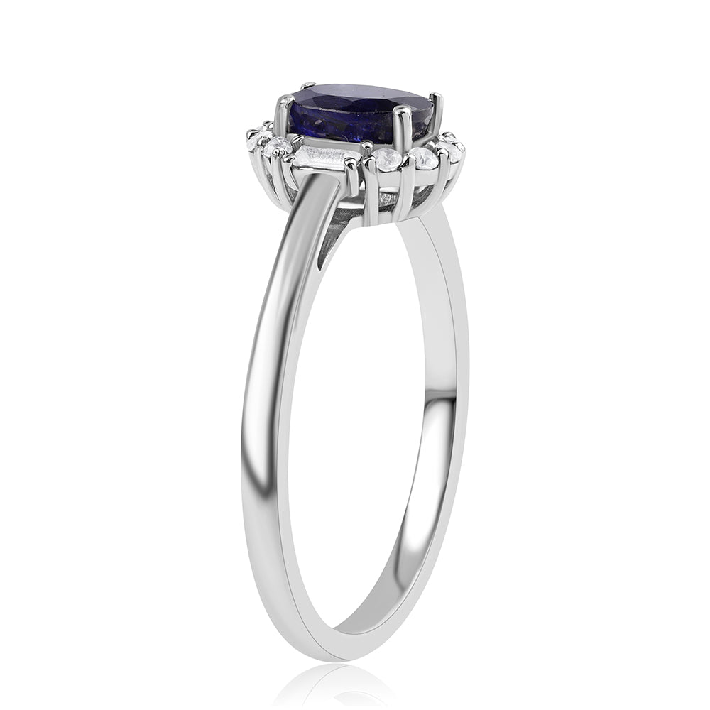 Anillo de Plata con Zafiro Azul Australiano y Topacio Blanco