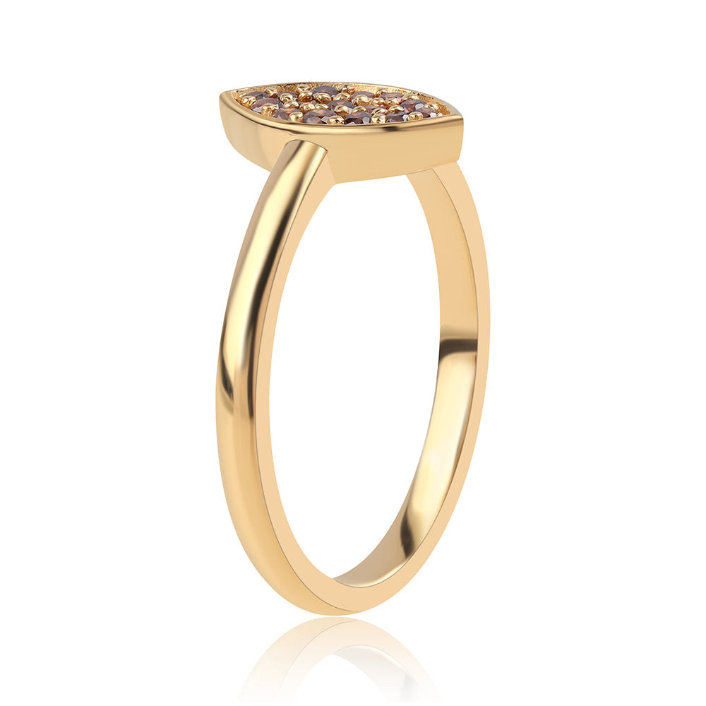 Anillo de Plata Bañada en Oro con Diamante Rojo 3 