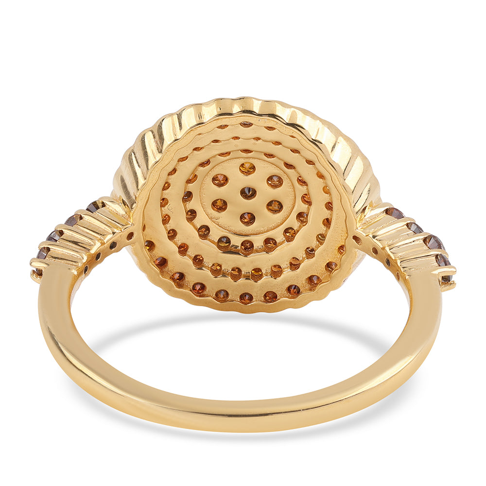 Anillo de Plata Bañada en Oro con Diamante Rojo