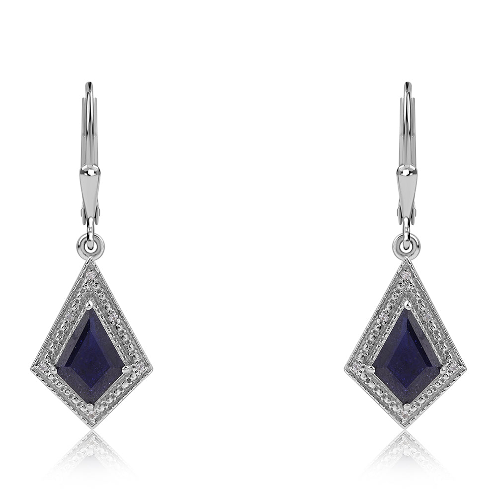 Pendientes de Plata con Zafiro Azul Australiano y Topacio Blanco