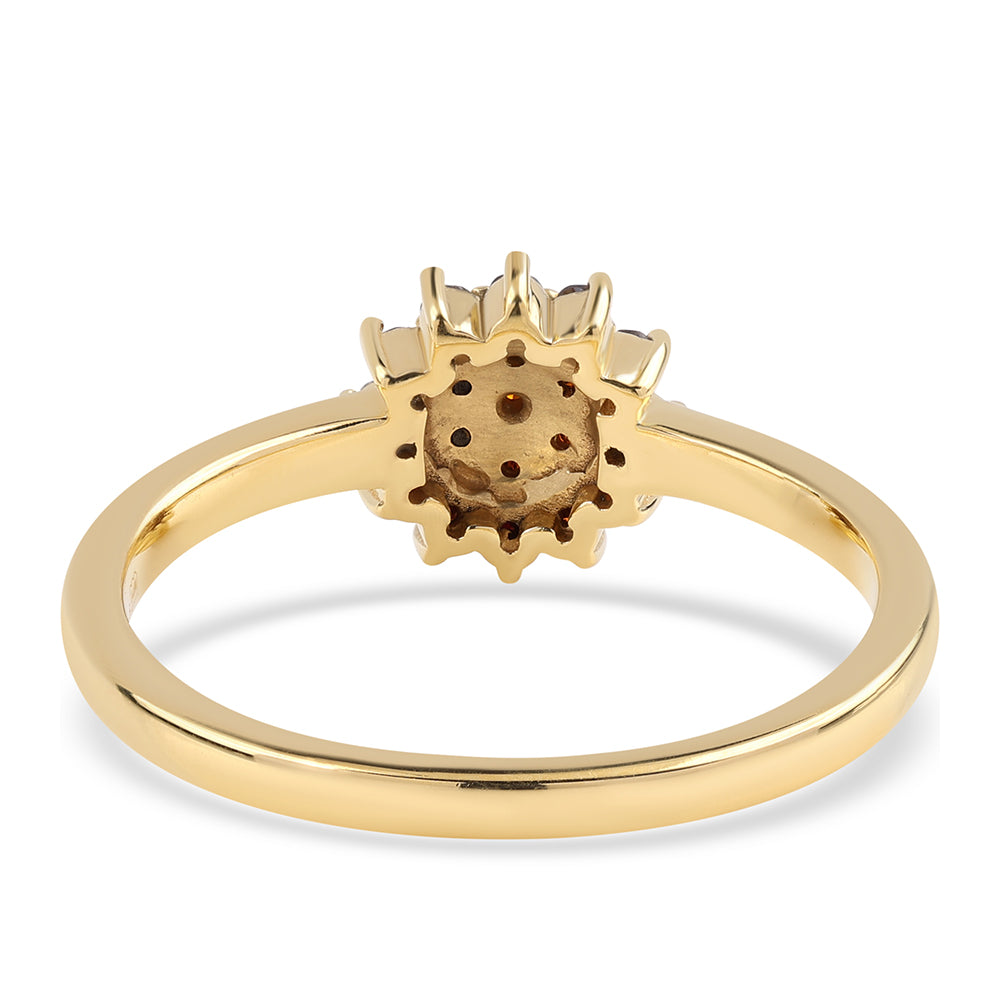 Anillo de Plata Bañada en Oro con Diamante Rojo 3 