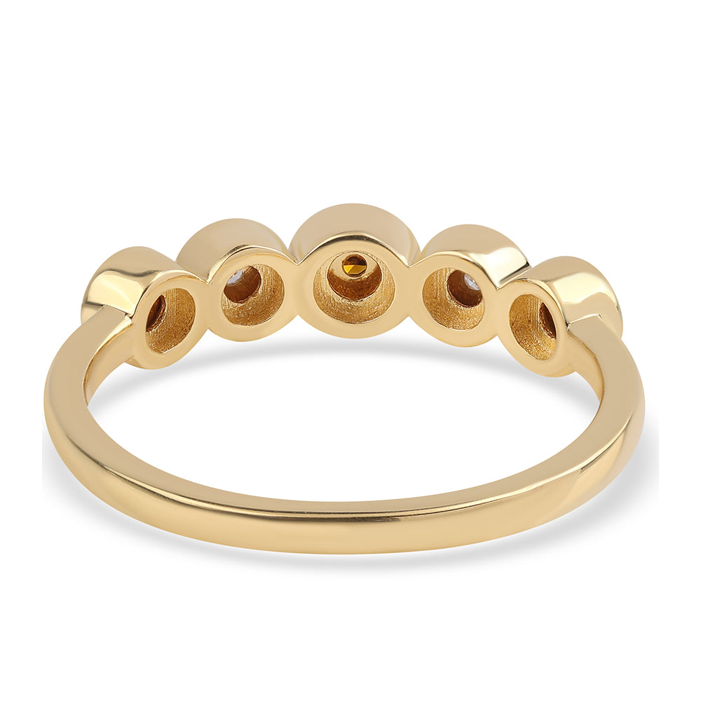 Anillo de Plata Bañada en Oro con Diamante Rojo y Diamante blanco 2 