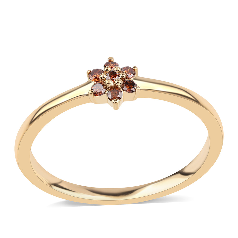 Anillo de Plata Bañada en Oro con Diamante Rojo 1 
