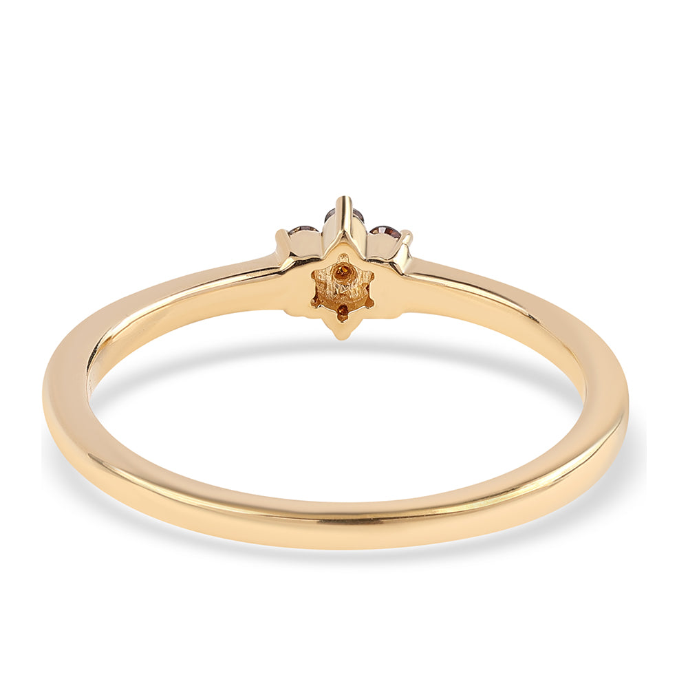 Anillo de Plata Bañada en Oro con Diamante Rojo 3 