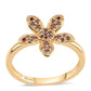 Anillo de Plata Bañada en Oro con Diamante Rojo