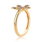 Anillo de Plata Bañada en Oro con Diamante Rojo