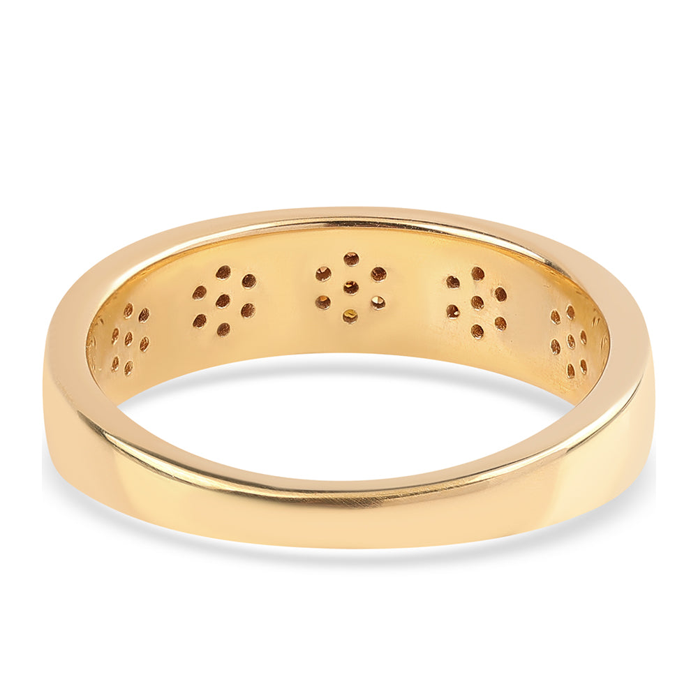 Anillo de Plata Bañada en Oro con Diamante Rojo 2 