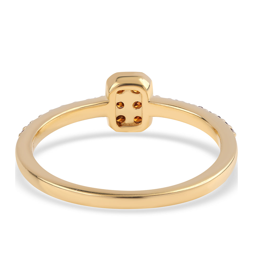 Anillo de Plata Bañada en Oro con Diamante Rojo 3 