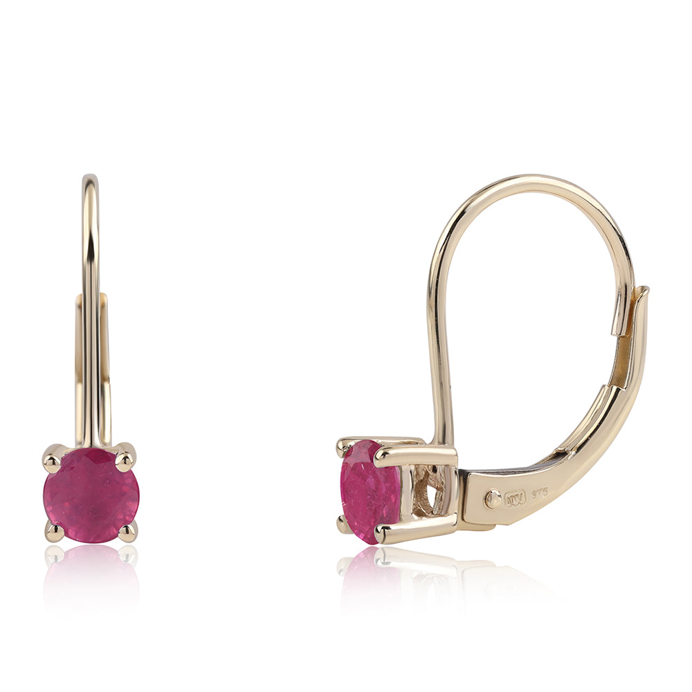 Pendientes de Oro 9K con Rubí de Tailandia