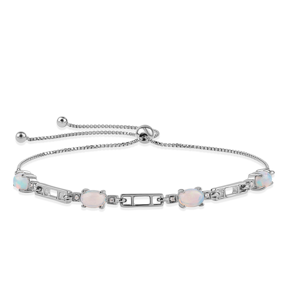 Pulsera de Plata Bañada en Oro con Ópalo Etíope de Lega Dembi y Topacio Blanco 1 